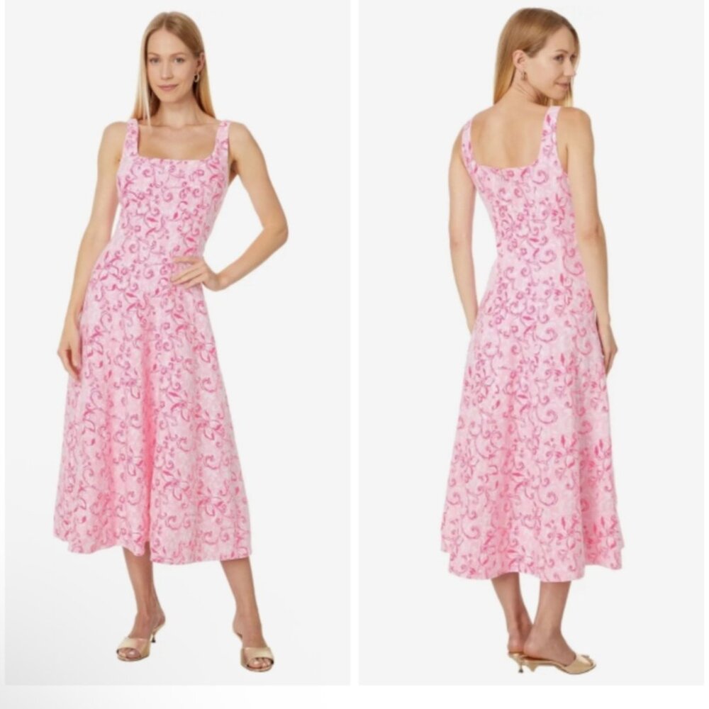 🦩 NWT Lilly Pulitzer Pink Calina Linen Midi Dress 14 🦩 - Picture 9 of 9